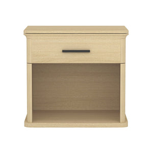 English Elm Nightstand with Open Shelf Single Drawer Modern Wood Grain Finish Bedroom Storage Oak B365P504341