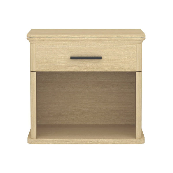 English Elm Nightstand with Open Shelf Single Drawer Modern Wood Grain Finish Bedroom Storage Oak B365P504341