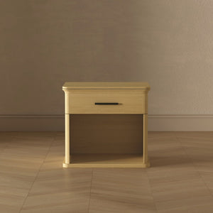 English Elm Nightstand with Open Shelf Single Drawer Modern Wood Grain Finish Bedroom Storage Oak B365P504341