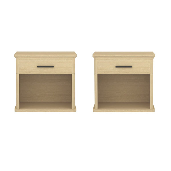 English Elm Nightstand with Open Shelf Single Drawer Modern Wood Grain Finish Bedroom Storage Oak B365P504341
