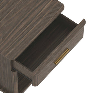 English Elm Nightstand with Open Shelf Single Drawer Modern Wood Grain Finish Bedroom Storage Walnut B365P504343