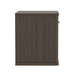 English Elm Nightstand with Open Shelf Single Drawer Modern Wood Grain Finish Bedroom Storage Walnut B365P504343