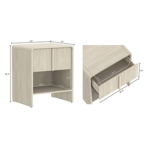 English Elm Nightstand with Fluted Drawer Front Open Shelf and Whitewashed Wood Grain Finish Oak B365P504347