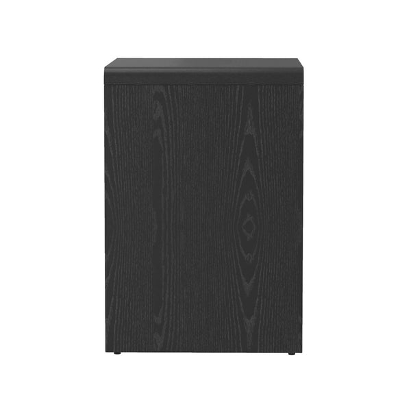 English Elm Nightstand with Fluted Drawer Front Open Shelf and Whitewashed Wood Grain Finish Black B365P504349