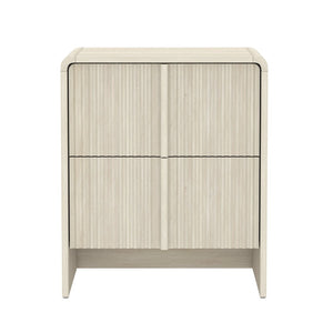 English Elm Nightstand with Fluted Drawers Whitewashed Finish Compact Bedside Table for Coastal Rooms Oak B365P504350