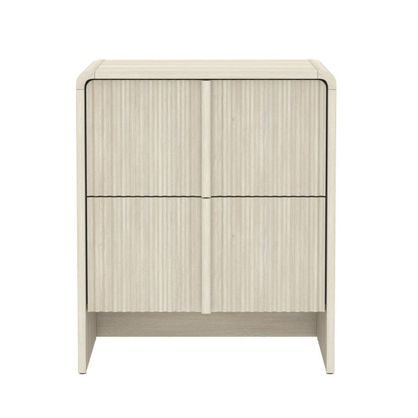 English Elm Nightstand with Fluted Drawers Whitewashed Finish Compact Bedside Table for Coastal Rooms Oak B365P504350