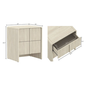 English Elm Nightstand with Fluted Drawers Whitewashed Finish Compact Bedside Table for Coastal Rooms Oak B365P504350