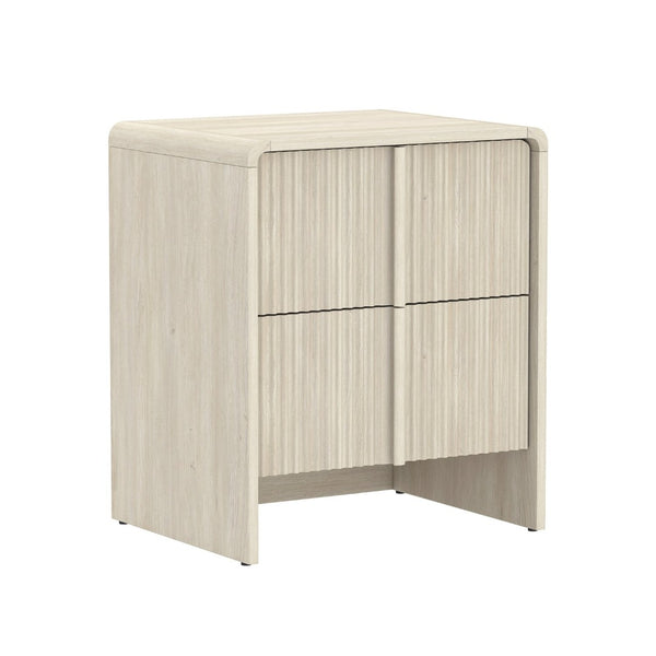 English Elm Nightstand with Fluted Drawers Whitewashed Finish Compact Bedside Table for Coastal Rooms Oak B365P504350