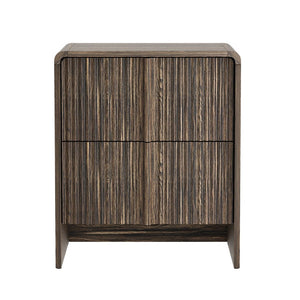 English Elm Nightstand with Fluted Drawers Whitewashed Finish Compact Bedside Table for Coastal Rooms Dark Walnut B365P504351