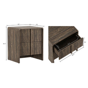 English Elm Nightstand with Fluted Drawers Whitewashed Finish Compact Bedside Table for Coastal Rooms Dark Walnut B365P504351