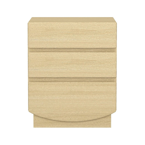 English Elm Nightstand with Three Drawers Handle-free Modern Design Warm Wood Grain Laminate Finish Oak B365P504353
