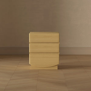 English Elm Nightstand with Three Drawers Handle-free Modern Design Warm Wood Grain Laminate Finish Oak B365P504353