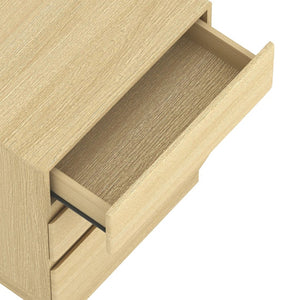 English Elm Nightstand with Three Drawers Handle-free Modern Design Warm Wood Grain Laminate Finish Oak B365P504353