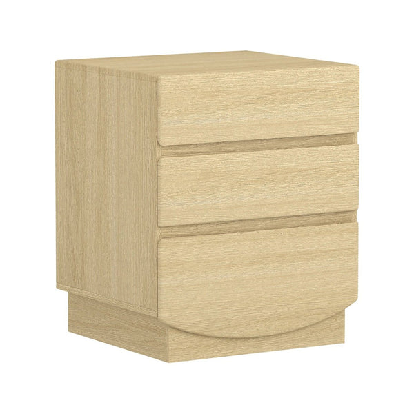 English Elm Nightstand with Three Drawers Handle-free Modern Design Warm Wood Grain Laminate Finish Oak B365P504353