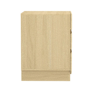 English Elm Nightstand with Three Drawers Handle-free Modern Design Warm Wood Grain Laminate Finish Oak B365P504353