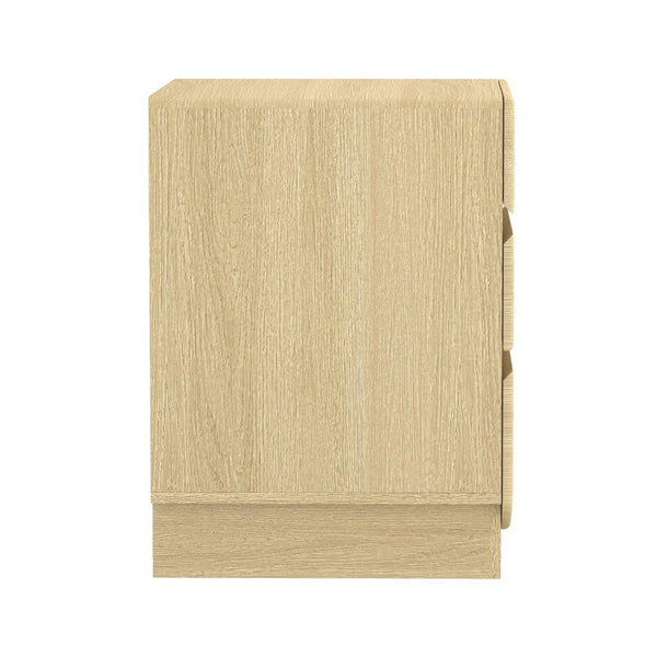 English Elm Nightstand with Three Drawers Handle-free Modern Design Warm Wood Grain Laminate Finish Oak B365P504353