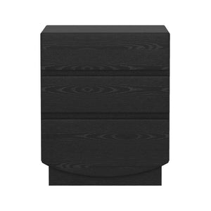 English Elm Nightstand with Three Drawers Handle-free Modern Design Warm Wood Grain Laminate Finish Black B365P504354