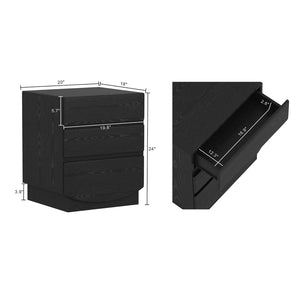English Elm Nightstand with Three Drawers Handle-free Modern Design Warm Wood Grain Laminate Finish Black B365P504354