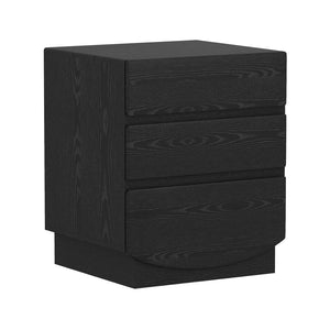 English Elm Nightstand with Three Drawers Handle-free Modern Design Warm Wood Grain Laminate Finish Black B365P504354