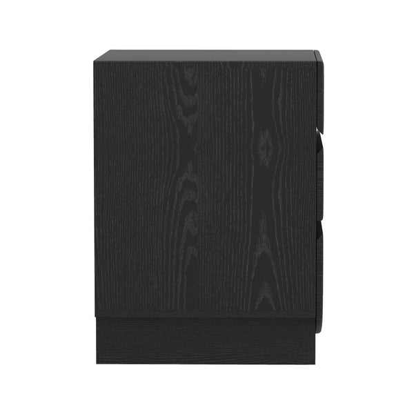 English Elm Nightstand with Three Drawers Handle-free Modern Design Warm Wood Grain Laminate Finish Black B365P504354