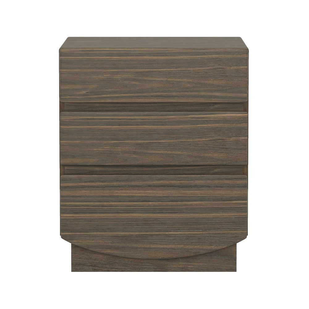 English Elm Nightstand with Three Drawers Handle-free Modern Design Warm Wood Grain Laminate Finish Walnut B365P504355