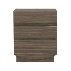 English Elm Nightstand with Three Drawers Handle-free Modern Design Warm Wood Grain Laminate Finish Walnut B365P504355