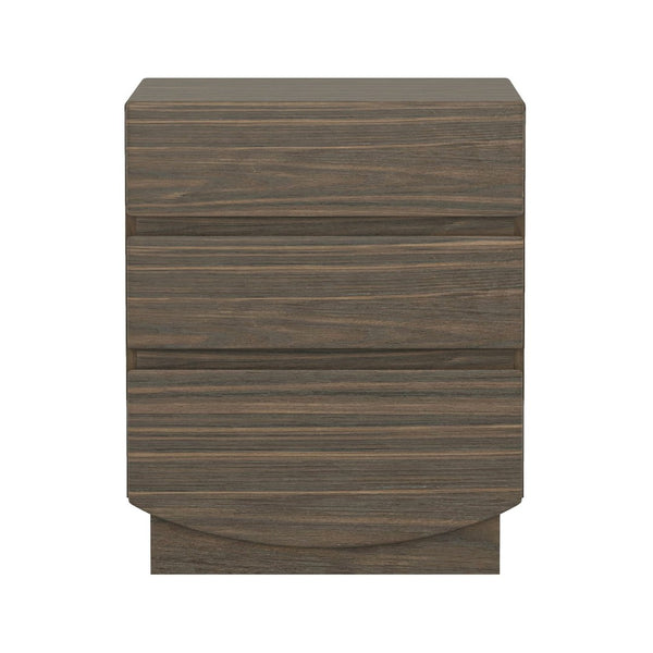 English Elm Nightstand with Three Drawers Handle-free Modern Design Warm Wood Grain Laminate Finish Walnut B365P504355