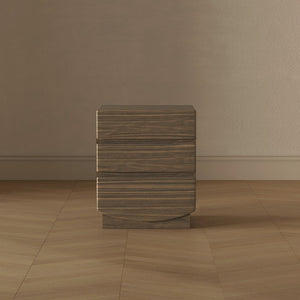 English Elm Nightstand with Three Drawers Handle-free Modern Design Warm Wood Grain Laminate Finish Walnut B365P504355
