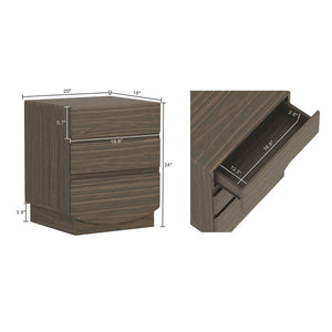 English Elm Nightstand with Three Drawers Handle-free Modern Design Warm Wood Grain Laminate Finish Walnut B365P504355