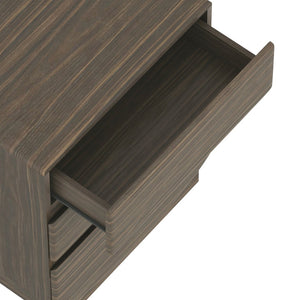 English Elm Nightstand with Three Drawers Handle-free Modern Design Warm Wood Grain Laminate Finish Walnut B365P504355