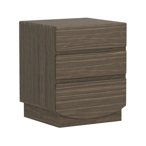 English Elm Nightstand with Three Drawers Handle-free Modern Design Warm Wood Grain Laminate Finish Walnut B365P504355
