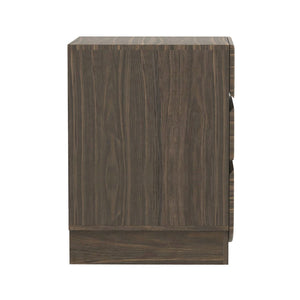 English Elm Nightstand with Three Drawers Handle-free Modern Design Warm Wood Grain Laminate Finish Walnut B365P504355