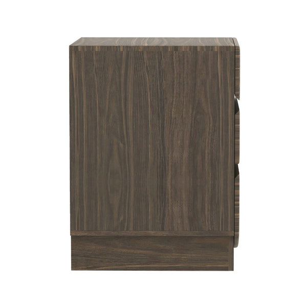 English Elm Nightstand with Three Drawers Handle-free Modern Design Warm Wood Grain Laminate Finish Walnut B365P504355