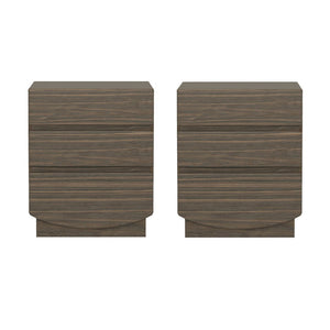 English Elm Nightstand with Three Drawers Handle-free Modern Design Warm Wood Grain Laminate Finish Walnut B365P504355