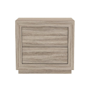 English Elm Nightstand with Two Drawers Elevated Base Minimalist Oak Laminate Bedroom Storage Natural Oak B365P504365