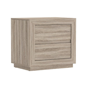 English Elm Nightstand with Two Drawers Elevated Base Minimalist Oak Laminate Bedroom Storage Natural Oak B365P504365