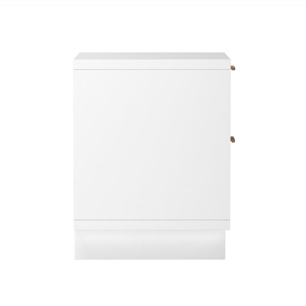 English Elm Nightstand with Fluted Drawer Fronts Elevated Base and Soft Close Glides for Modern Bedrooms White B365P504367