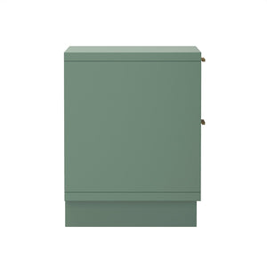 English Elm Nightstand with Fluted Drawer Fronts Elevated Base and Soft Close Glides for Modern Bedrooms Sage Green B365P504369