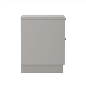 English Elm Nightstand with Fluted Drawer Fronts Elevated Base and Soft Close Glides for Modern Bedrooms Light Gray B365P504372