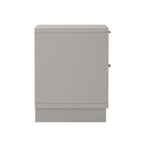 English Elm Nightstand with Fluted Drawer Fronts Elevated Base and Soft Close Glides for Modern Bedrooms Light Gray B365P504372