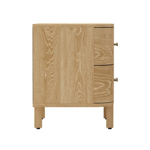 English Elm Nightstand with Two Soft-close Drawers Solid Wood Veneer Grain Scandinavian Bedroom Oak B365P504373