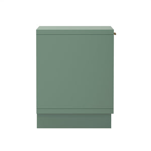English Elm Nightstand with Fluted Drawer Open Shelf and Soft Close Glides for Modern Bedrooms Sage Green B365P504377