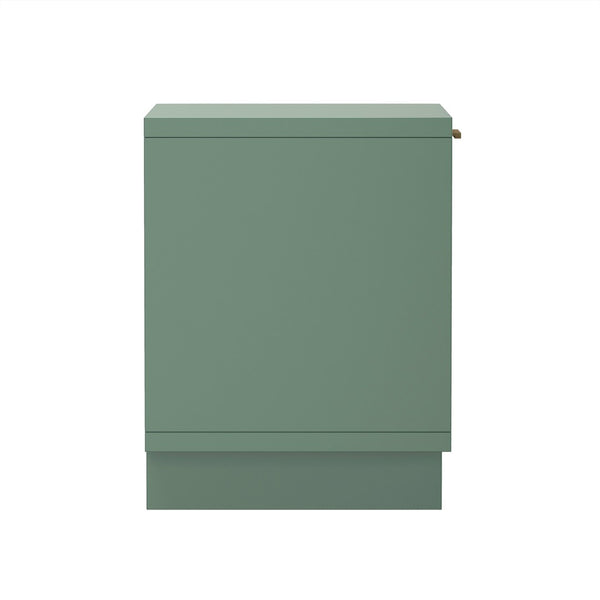English Elm Nightstand with Fluted Drawer Open Shelf and Soft Close Glides for Modern Bedrooms Sage Green B365P504377