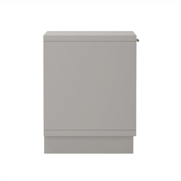 English Elm Nightstand with Fluted Drawer Open Shelf and Soft Close Glides for Modern Bedrooms Light Gray B365P504380