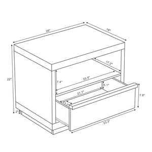 English Elm Nightstand with Drawer and Open Shelf for Modern Coastal or Contemporary Bedroom Decor Whitewashed Oak B365P504381