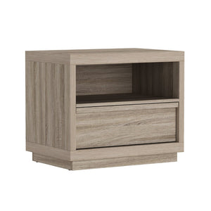 English Elm Nightstand with Drawer and Open Shelf for Modern Coastal or Contemporary Bedroom Decor Natural Oak B365P504382