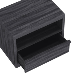 English Elm Nightstand with Drawer and Open Shelf for Modern Coastal or Contemporary Bedroom Decor Charcoal Gray B365P504383