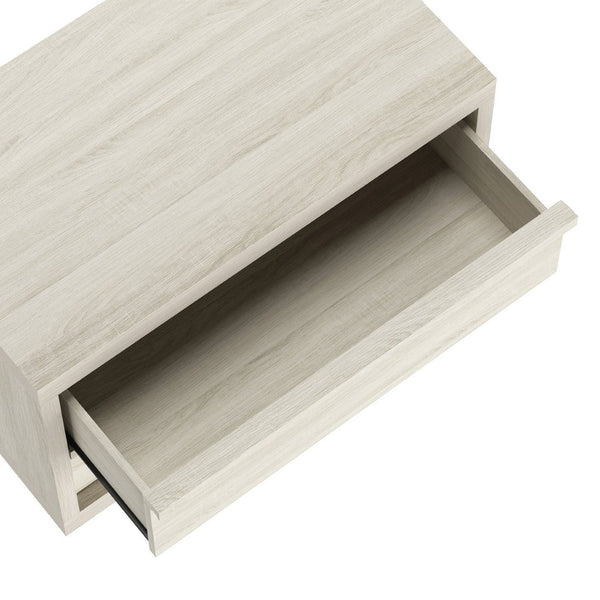 English Elm Nightstand with Two Drawers Bleached Wood Grain Finish for Scandinavian Modern Bedroom Whitewashed Oak B365P504387