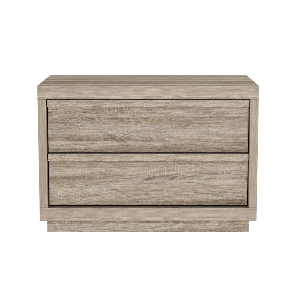 English Elm Nightstand with Two Drawers Bleached Wood Grain Finish for Scandinavian Modern Bedroom Natural Oak B365P504388