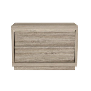 English Elm Nightstand with Two Drawers Bleached Wood Grain Finish for Scandinavian Modern Bedroom Natural Oak B365P504388